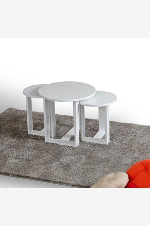 Hanah Home - Sivupöytä (3 kpl) Mira - Valkoinen - Pikkupöydät - - Homeroom