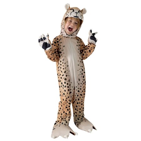 Leopard Katt Jumpsuit Barn Halloween Party Cosplay Med Huvudbonad Leopard Kostym