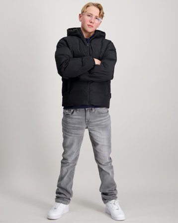 Jack & Jones JJESOHO PUFFER HOOD SN Zwart Hoodies Jongens - Kids Brand Store