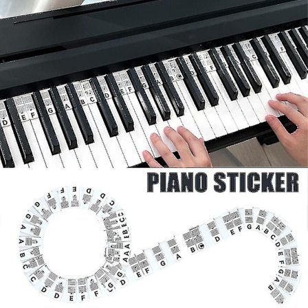 88 Tangenter Återanvändbara Silikon Piano Tangentmärken Pianotoner Guideklistermärken
