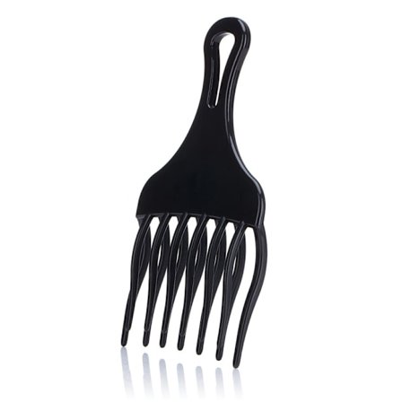 1 st Afro-kam, bredtandad afrokam i plast, kam för lockigt hår, för styling och borttagning av trassligt hår (svart)