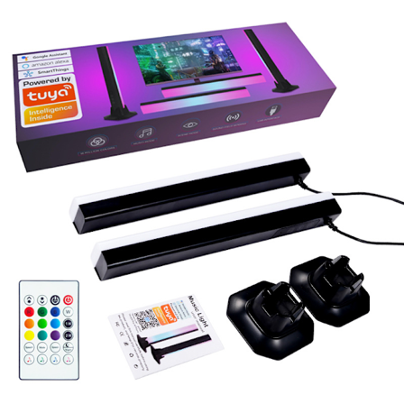 2 st smarta LED-ljuslister, 16 miljoner färger Bluetooth Smart Ambient Lighting TV, RGB-spelbelysning med APP-fjärrkontroll, synkronisera musik 