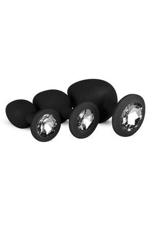 Easytoys Silicone Buttplug Set With Diamond Black - Woome.pl