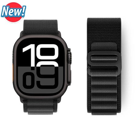 Alpine Loop-rem for Apple Watch Ultra 2 & Series 10/9/8/SE - Helt svart [JUN]