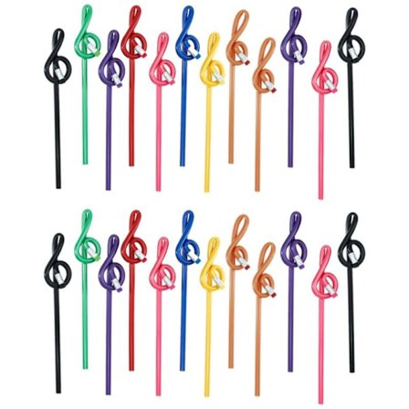 24 kappaletta opiskelijan muistiinpano kynät musiikki nuotti kynät pyyhekumi värikkäät musiikki kynät kaareva diskanttiavain puinen kynä
