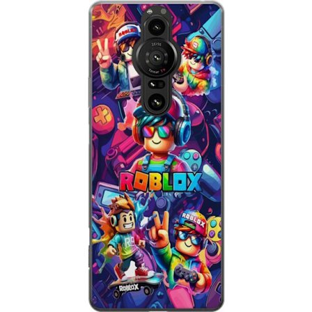 Kompatibel Mobilcover til Sony Sony Xperia Pro-I Farverig Roblox gaming gruppe med hovedtelefoner, controllere og neonfarver perfekt til børn og gami