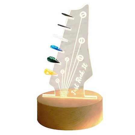 Guitar Plektrum Display, Lysende Plektrum Opbevaringsstativ, til Akustisk Elektrisk Bas Ukulele Violin Rund Base