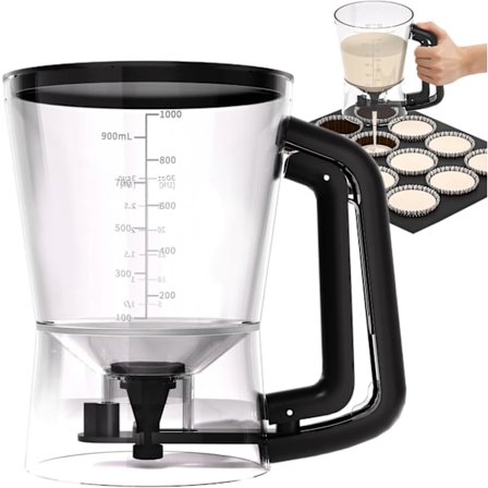 1L Pandekagedej Dispenser - Tragtformet Hælder med Komfortgreb til Cupcakes & Bagning, Let Kontrollerbart Køkkenredskab