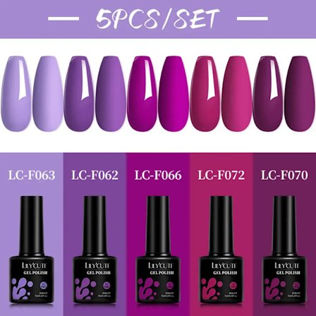 LILYCUTE 5 st/set 7ML Rödbrun Nagelgel DIY Nagelkonst Semi-Permanent UV Gel Polish Långvarig Design Manikyr Kit Tillbehör