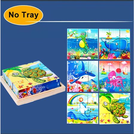 3D-kuutio Puinen palapeli lasten yhdeksän osaa kuusisivuinen puupalikkalokero lasten Montessori-oppimisen opettavaiset palapelit