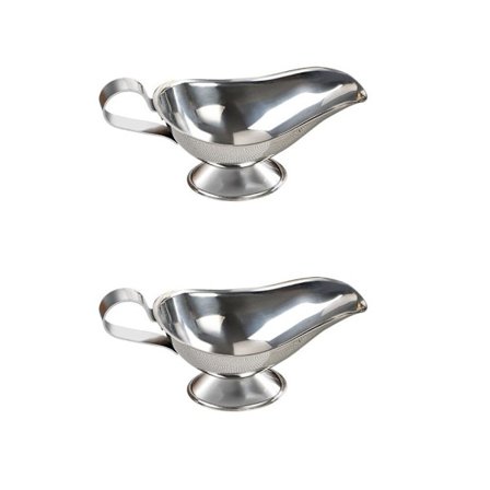 2 stk. sovsekande, rustfrit stål saucekande dressing server (lille)