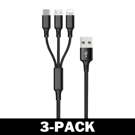 Laddarkabel 3 in 1 Lightning / USB-C / Micro USB
