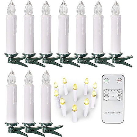 10 stk LED-lys LED-lys, trådløse, dimbare lysestaker, flammefrie julelys{ROG}