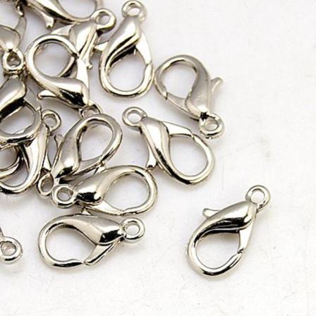 25 St. 14 mm. långa nickelfria platinapläterade lobsterlås