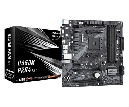 ASRock B450M Pro4 R2.0 - hovedkort - mikro ATX - Socket AM4 - AMD B450