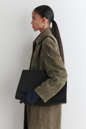 COS Damen Handschuhe Aus Veloursleder Mit Kaschmirfutter - Blau