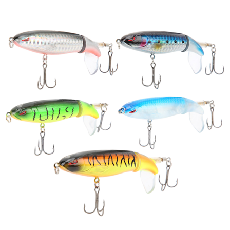 5 stk Propeller Vanntetraktor Hard Bait Flytende Blyant Plastsimulering Falsk Bait 9cm/13g