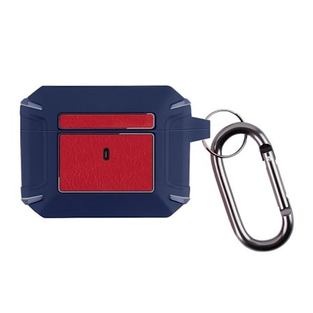 AirPods 3 nahkainen tekstuurikotelo soljella - Sininen / Punainen