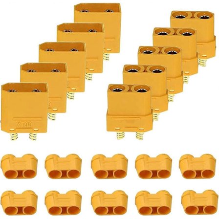 5 par XT90-kontakt med kappe XT90-kontakt hann- og hunnplugg for RC