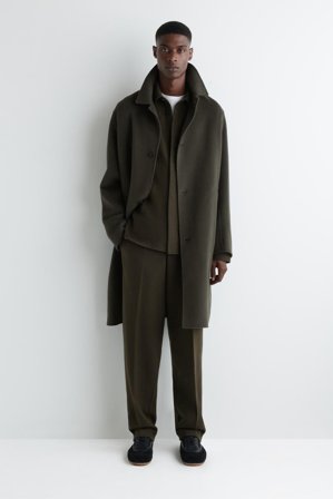 COS Men's Overshirt In Lana Cotta Dal Taglio Rilassato in Verde