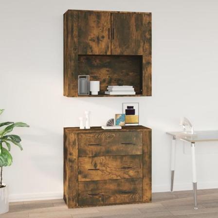 Vidaxl Väggskåp Rökfärgad Ek 80x33x80 Cm Konstruerat Trä Brun