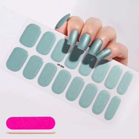 16 Tips Semi-Härdade Gel Nagelstickers Ren Färg UV/LED Lampa Gel Nagellack Wraps Långvarig Full Täckning Gel Sticker Nageldekoration##
