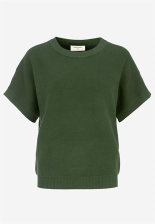 Freequent - Finstrikket, kortermet genser i grønn for damer i størrelse XXL (46) - Cellbes