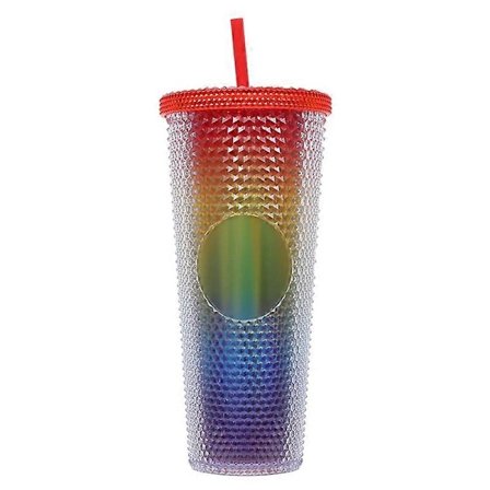710 ml Bærbar Studded Tumbler med Låg og Sugerør Iskaffe Kopper Dobbeltvægget Glat Kop VJT