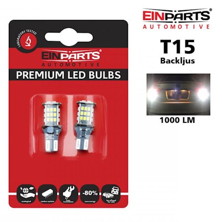 T15 W16W 921 912 906 backljus LED, 1000 lumen, 6000K, W2,1x9,5d.