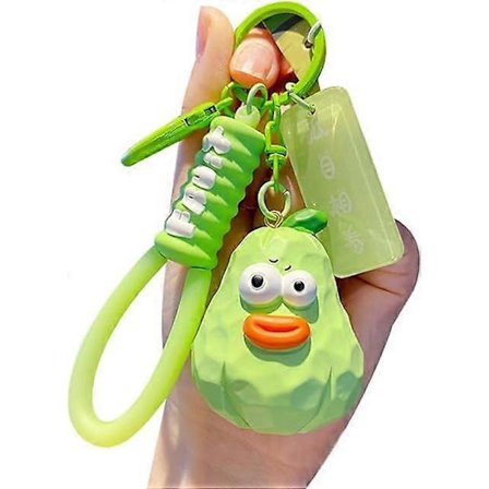 Mænd Kvinder Kreativ Søde Sjove Store Små Øjne Træskærerarbejde Følelse Frugt Nøglering - Chayote