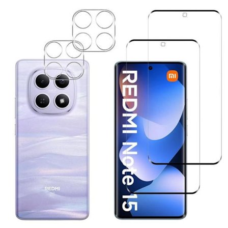 Hærdet Glas til Xiaomi Redmi Note 15 5G og Kamerabeskyttelse [Pakke 2] Beskyttelsesfilm Phonillico