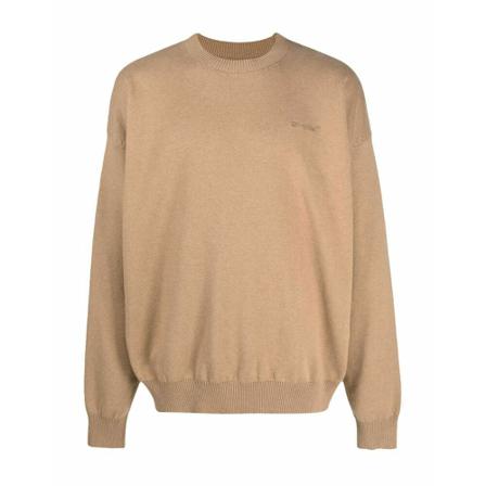Off White, Round-neck Knitwear Bruin, Heren, Maat:M