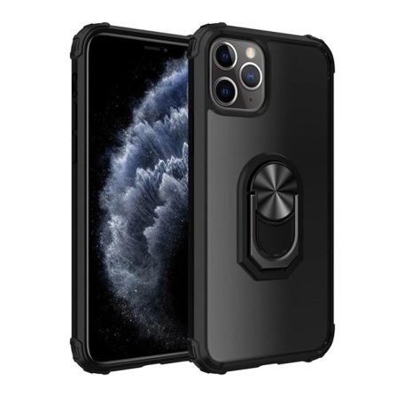 iPhone 11 Pro Skal med Finger Ring Stativ TPU Hybrid Svart