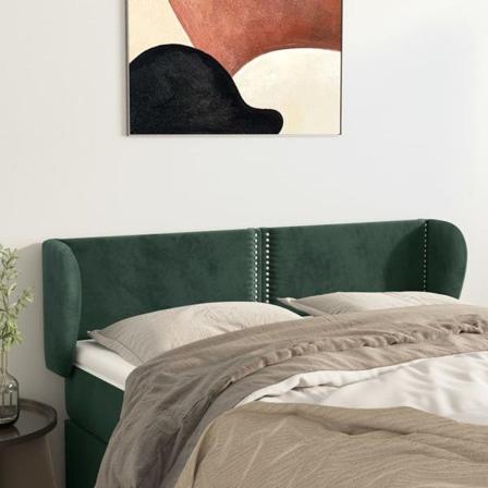 Vidaxl Huvudgavel Med Kanter Mörkgrön 147x23x78/88 Cm Sammet Grön