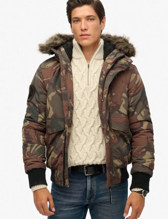 Superdry Everest Hooded Puffer Bomber - Multi/patterned - M