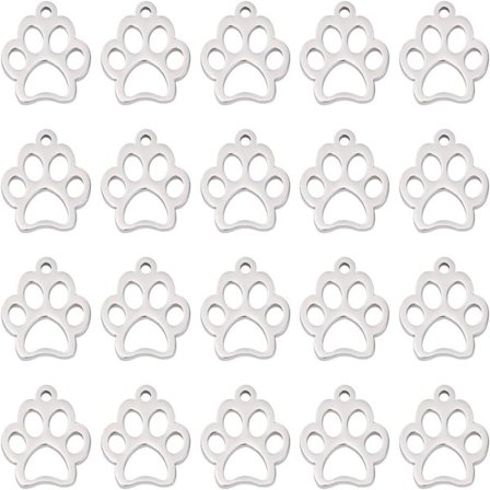 100 stk Dog Paw Charm Doggy Cat Animal Footprint Anheng