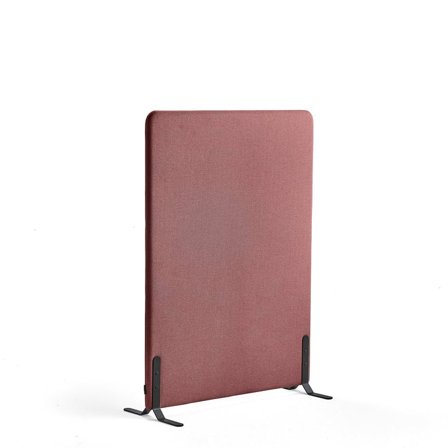 Floor screen ZONE, 1360x1000x46 mm, fabric Rivet, black legs, plum