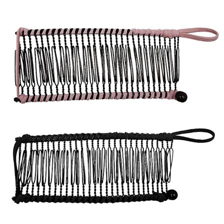 Pakke med 2 sklisikre hårklemmer Vintage Banan Elastiske Hårtilbehør 30 Tann Banankam Klemmer (svart/rosa)