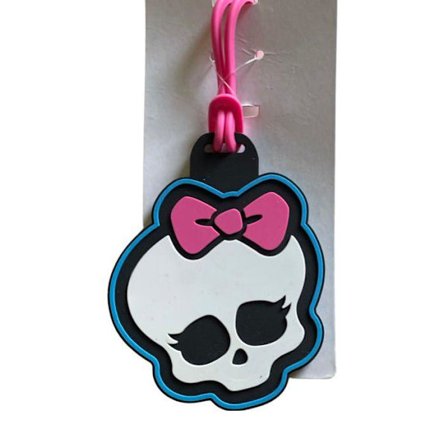 Bagasje merke skjelett med rosa sløyfe
