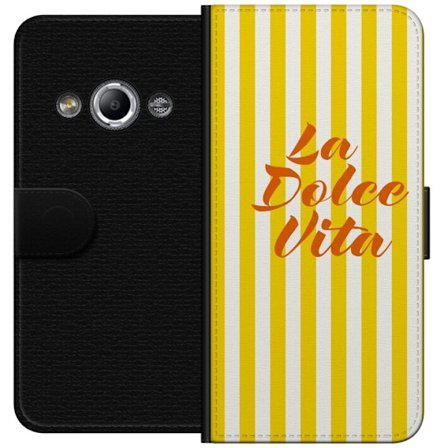 Yhteensopiva Lompakkokotelo Samsung Galaxy Xcover 3 La Dolce Vita juliste keltainen-valkoiset raidat italialainen teksti retro muotoilu lainaus kuvio