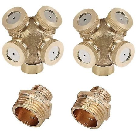 Pakke med 4 Hull Messing Sprøjte Dyser, Tågedyser Have Sprinkler Vand Slange Stik Stik Til Havebrug Og Landbrug