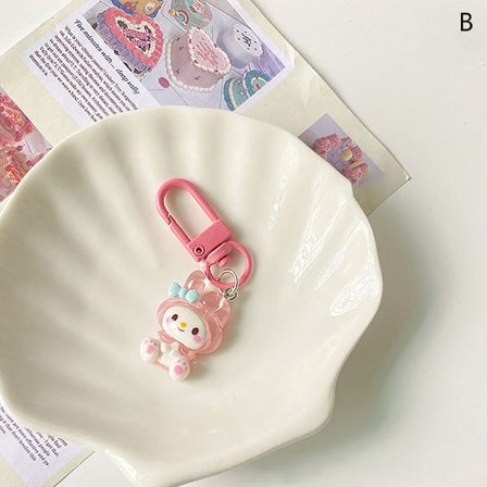 Läpinäkyvä hieno vilkkuva avaimenperä Sarjakuva Jade Dog Kuromi Melo