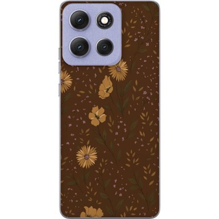 Kompatibelt Mobilskal till Motorola Motorola Moto G86 Power Bruna blommor retro blommönster blommig design 70-tals vintagestil mönster bohemisk tape