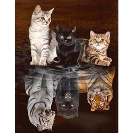 Diamond Painting Cat - Full Diamond Art, 5d Diamond Painting Kit, Rhinestones, Diamond Dots - Roliga presenter för vuxna och barn, 