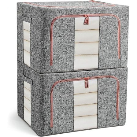 Vaatteiden säilytyslaatikot 2 kpl, kokoontaitettava vaatekaappisäilytys suurella läpinäkyvällä ikkunalla ja kantokahvoilla, sisäänrakennettu 