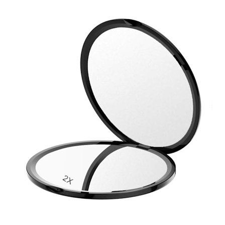 Mini Compact Mirror med 10 x forstørrelse, sort