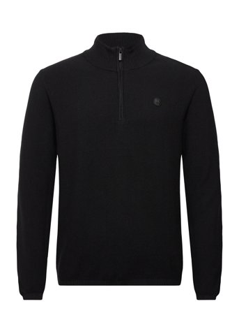 Organic Cotton Half Zip Pique Knit Black Knowledge Cotton Apparel