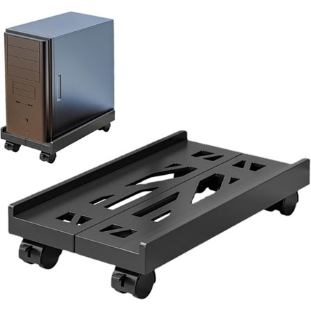 Siirrettävä PC-torniteline - Säädettävä CPU-teline - Teleskooppinen pöytäteline, tietokonetornin kärry (musta)