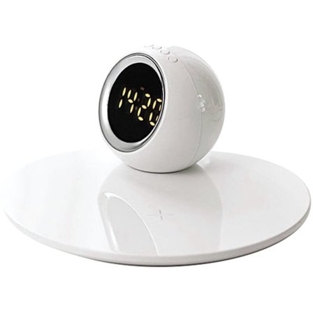 3 i 1 Laddare Rund Skrivbordsladdning Roterande Nattljus Alarmklocka Skrivbordsdekoration