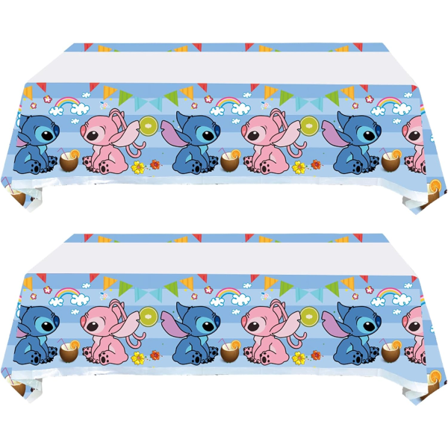 2-pakkauksen Lilo ja Stitch -pöytäliina Lilo ja Stitch -pöytäpeitteeksi, juhlatarvikkeet ja koristeet (70" x 42"")"